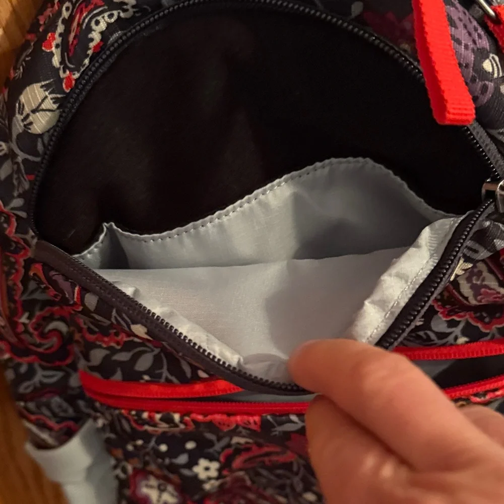 Vera Bradley Coleman Black and Red Paisley Backpack - Picture 7 of 8